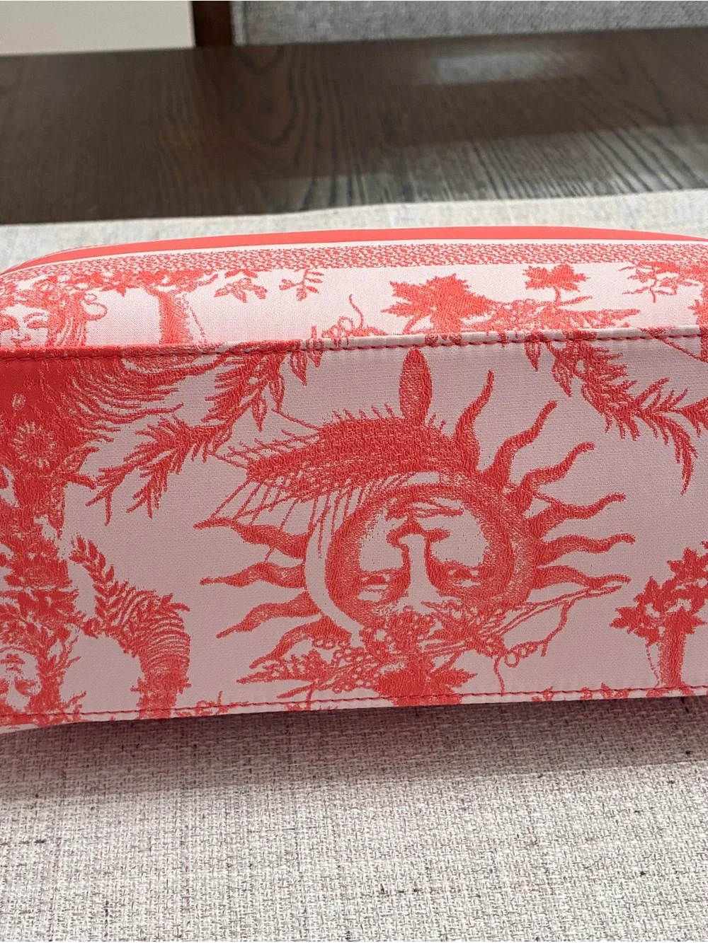 Dior Coral Toile Canvas Cosmetic Pouch/Bag